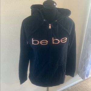 Bebe Black Jacket with Pink Rose  Lettering